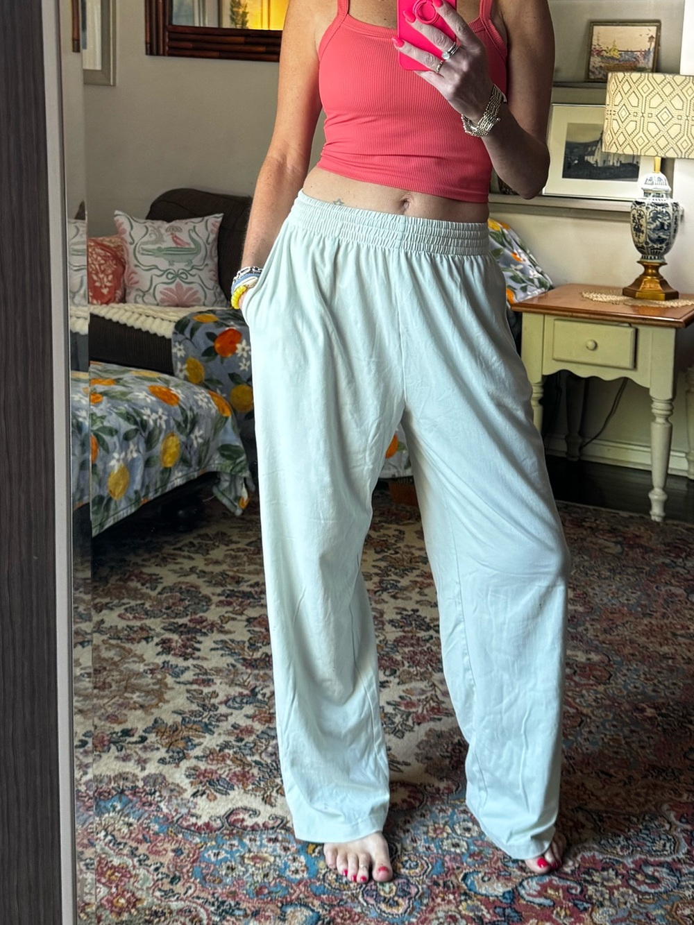 SKIMS Pale mint Wide-Leg Lounge Pants
